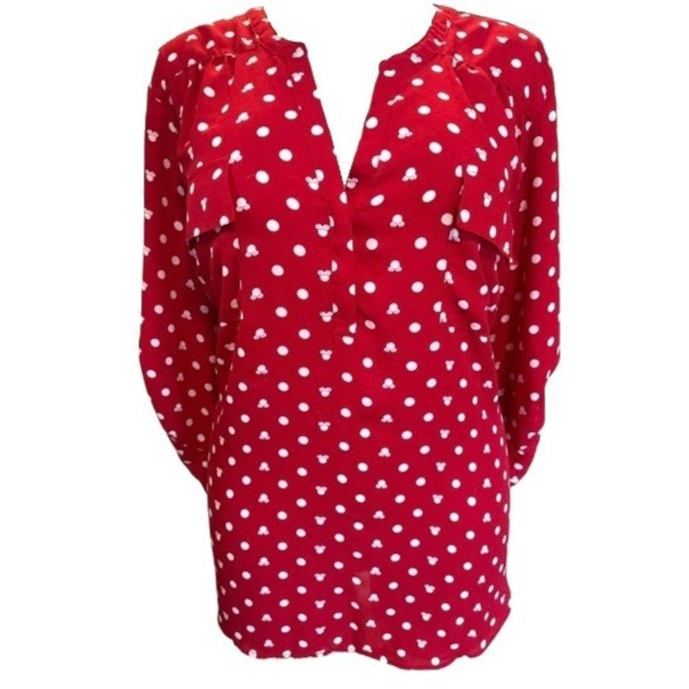 Torrid Disney Minnie Mouse Polka Dot Georgette Harper Red Blouse Shirt 3X
